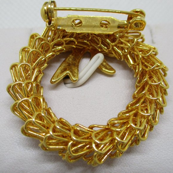 Eisenberg Christmas Wreath Brooch Eisenberg Rhinestone Christmas Wreath Brooch - Picture 14 of 14